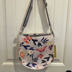 Floral Butterfly Crossbody Bag - blue Multi vegan leather NWT